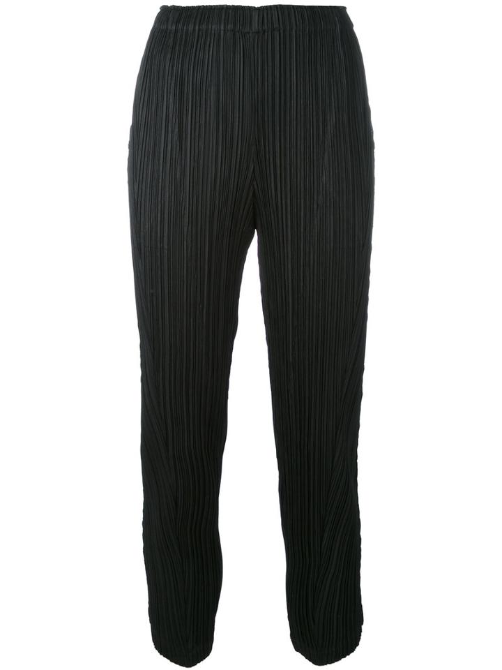Pleats Please By Issey Miyake - Cropped Pleated Trousers - Women - Polyester - 5, Women's, Black, Polyester
