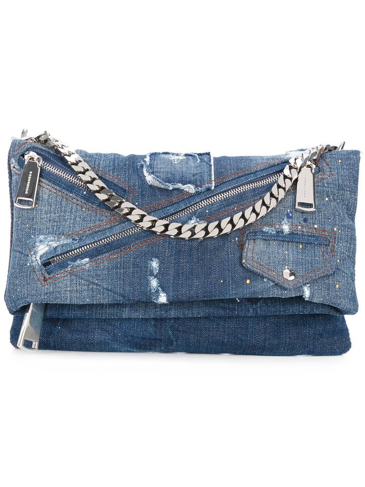 Dsquared2 - Babe Wire Denim Clutch - Women - Cotton - One Size, Blue, Cotton