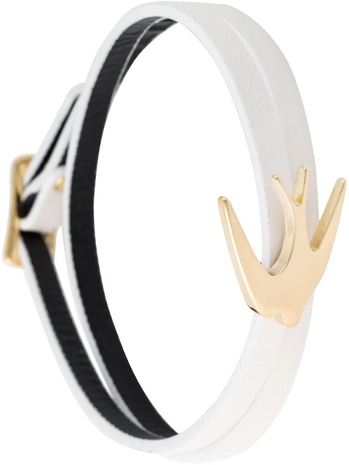 Mcq Alexander Mcqueen Swallow Double Wrap Bracelet, Women's, White, Calf Leather