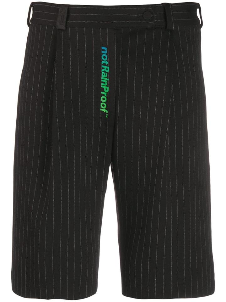 Styland Striped Long Shorts - Black