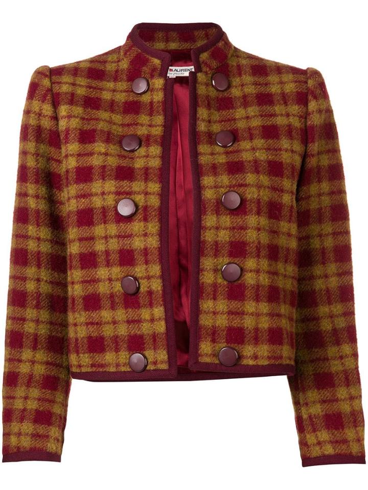 Yves Saint Laurent Vintage 1980 Check Jacket - Red