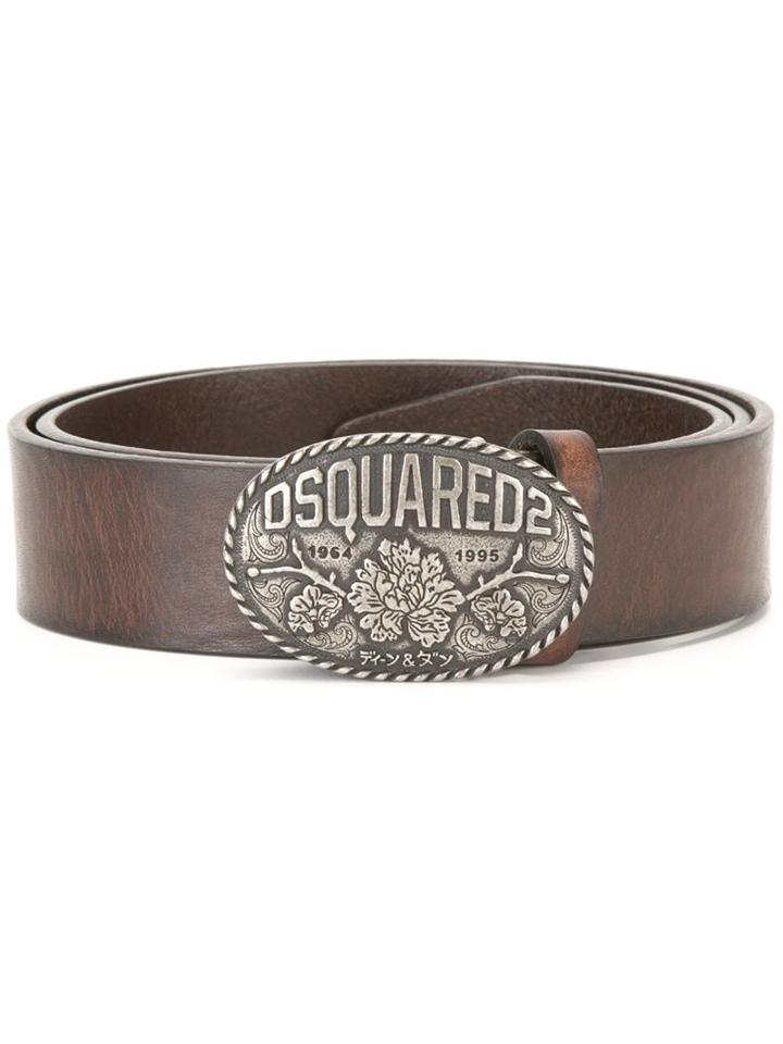 Dsquared2 Oval Logo Buckle Belt, Men's, Size: 95, Brown, Leather