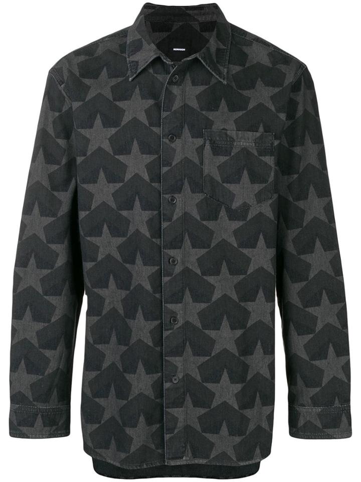 Nono9on Star Pattern Shirt Jacket - Black