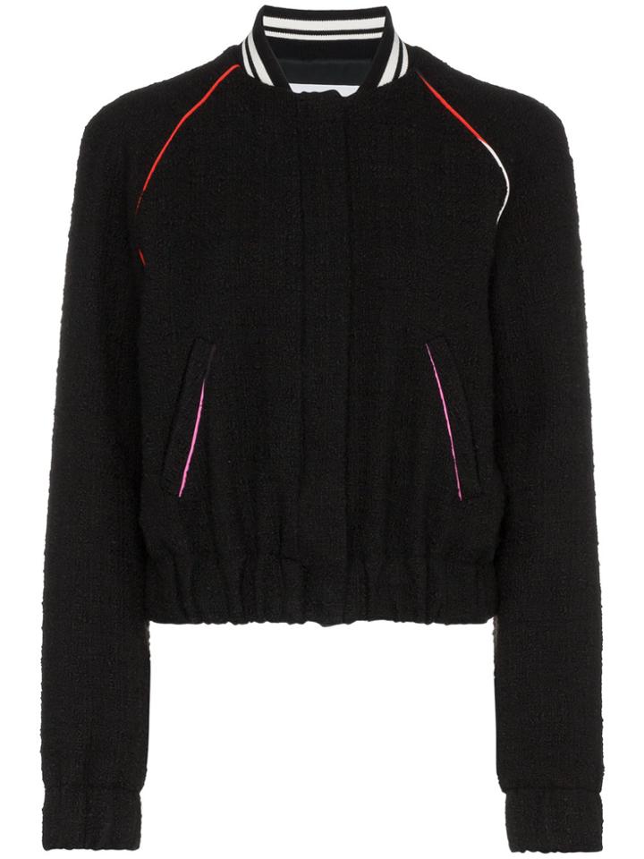 Msgm Logo Zip Bomber Jacket - Black