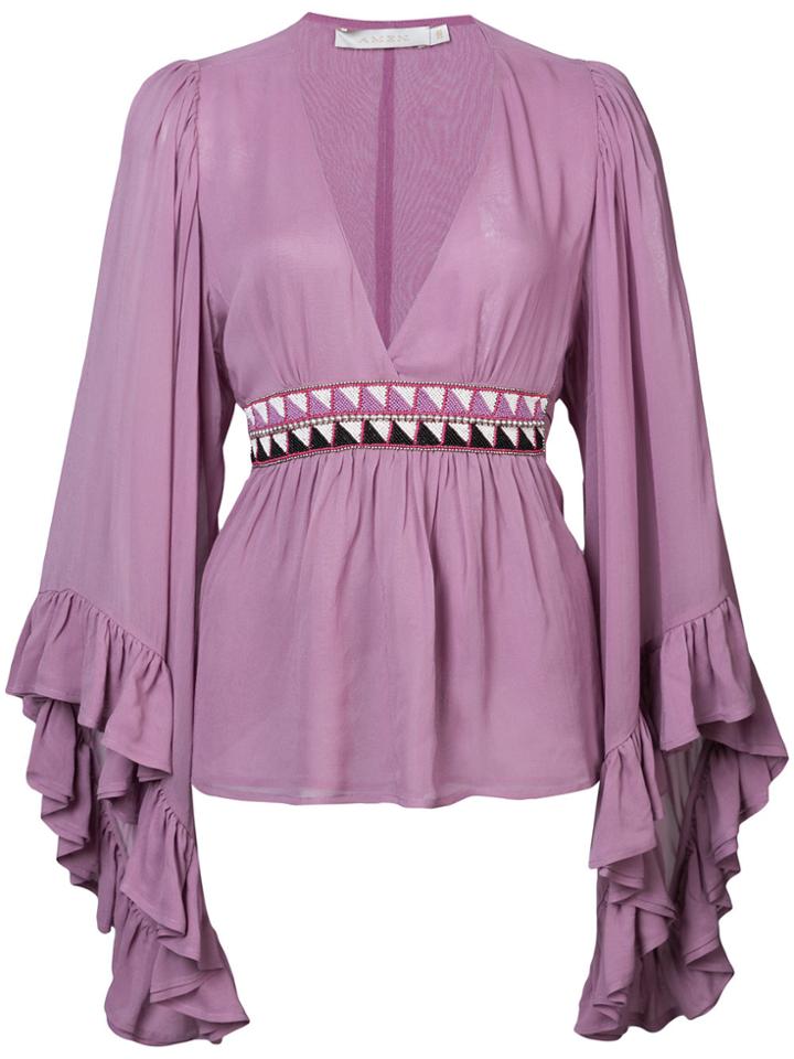Amen Ruffle Sleeve Top - Pink & Purple