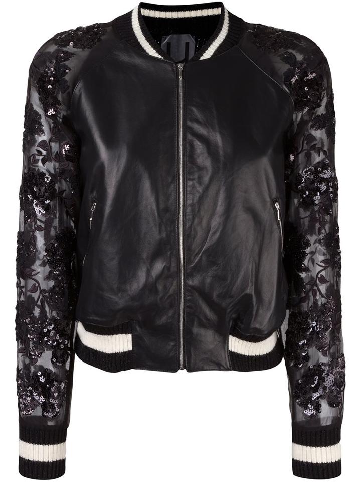 Aviù Embellished Sheer Sleeves Jacket