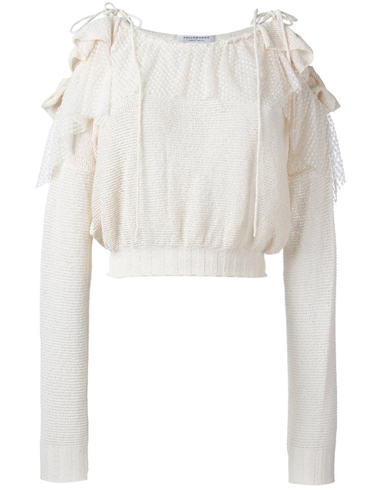 Philosophy Di Lorenzo Serafini Cold-shoulder Top, Women's, Size: 40, Nude/neutrals, Cotton/polyamide