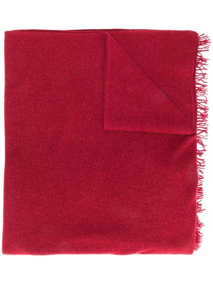 Danielapi Fringed Cashmere Scarf - Red