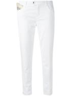 Jacob Cohen Handkerchief Cropped Trousers, Women's, Size: 28, White, Cotton/spandex/elastane