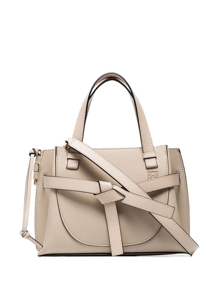 Loewe Cream Mini Gate Leather Tote Bag - Neutrals