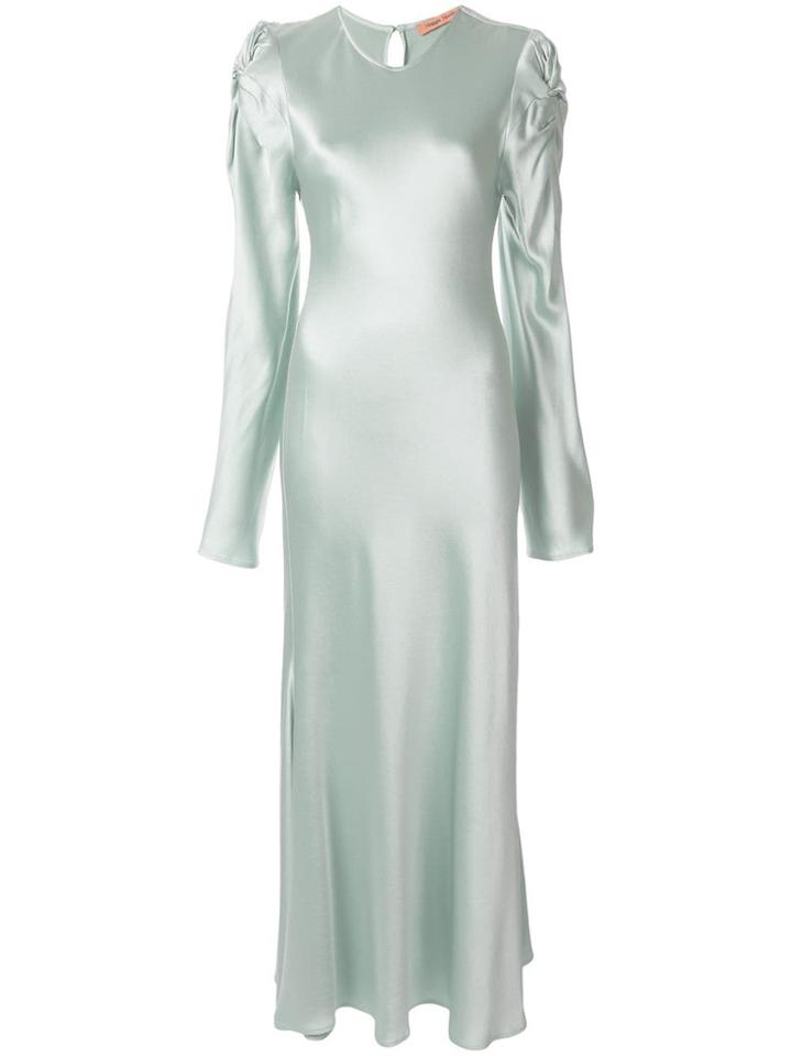 Maggie Marilyn Light Blue Love Me Knot Ruffle Shoulder Ls Midi - Green