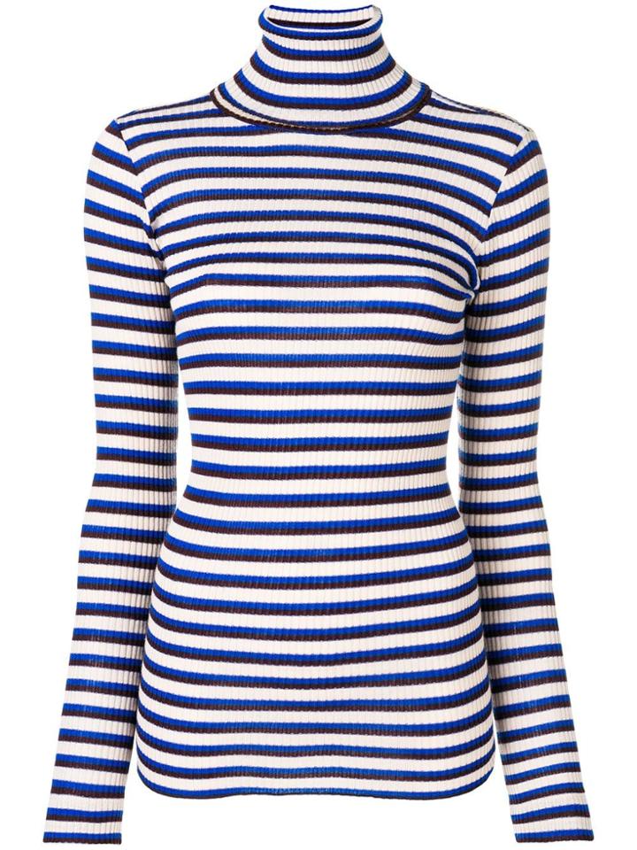 Forte Forte Striped Slim-fit Roll Neck Sweater - Blue
