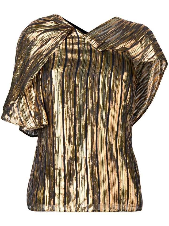 Peter Pilotto Lurex Chiffon Asymmetric Top - Gold
