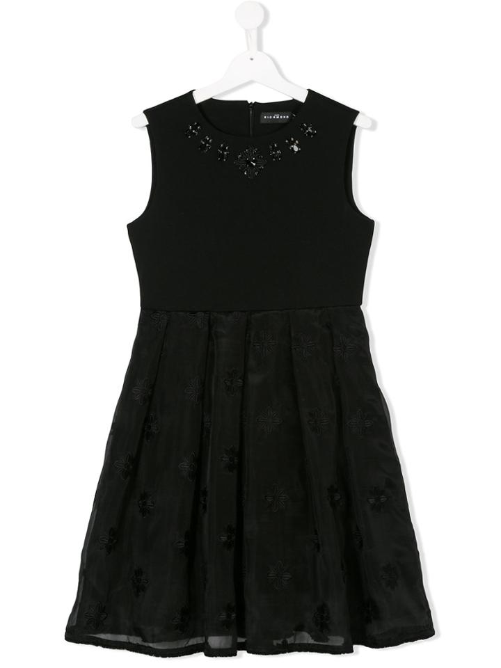 John Richmond Kids Embroidered Skirt Sleeveless Dress - Black