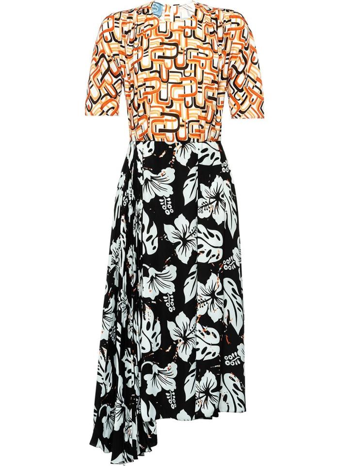 Prada Fluid Twill Dress - Orange