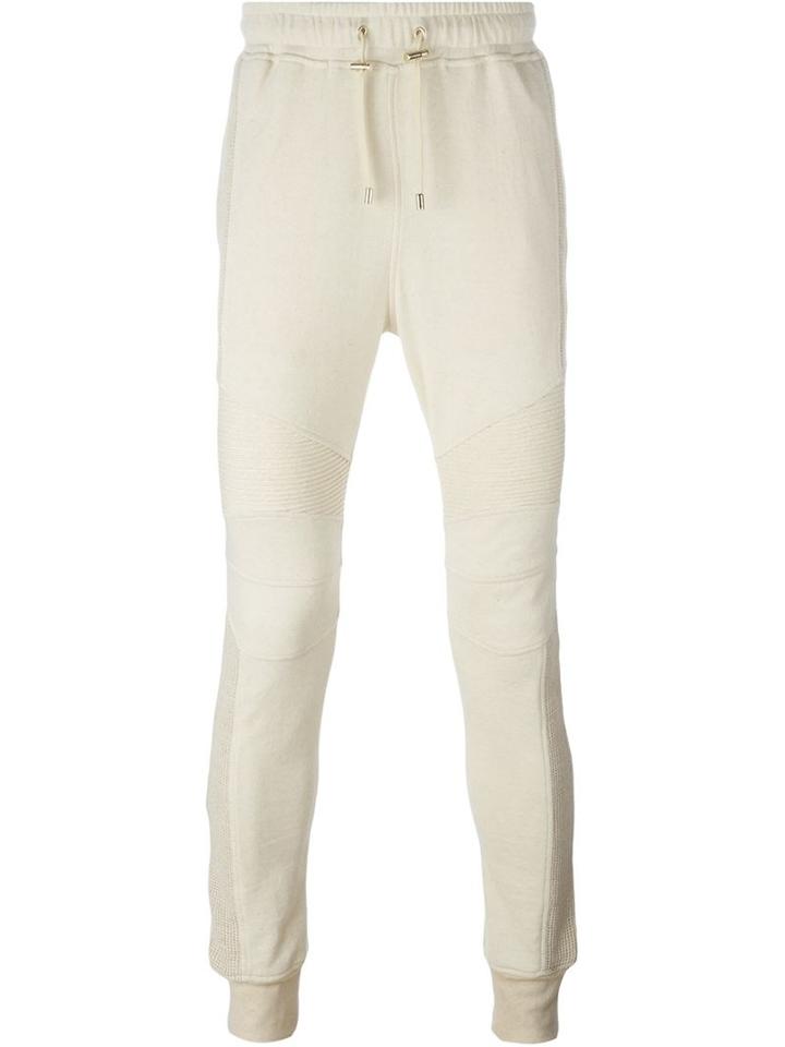 Balmain Biker Track Pants, Men's, Size: Small, Nude/neutrals, Cotton/silk/linen/flax