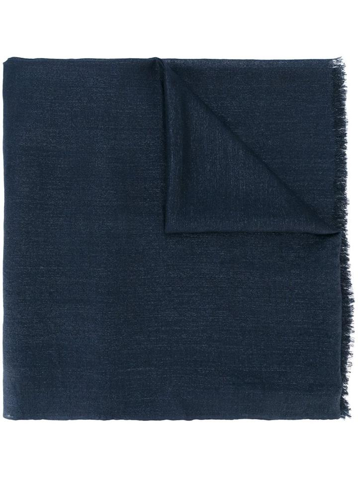 Brunello Cucinelli Large Woven Scarf, Women's, Blue, Cashmere/silk/polyamide