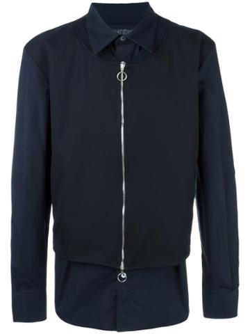 Matiéres Zip Up Shirt, Men's, Size: Large, Blue, Cotton/polyester/wool