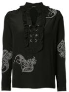 Dodo Bar Or - Front Lace-up Detail Blouse - Women - Silk - 44, Black, Silk