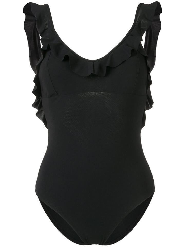 Tory Burch Ruffle Trimming Swimsuit - Black