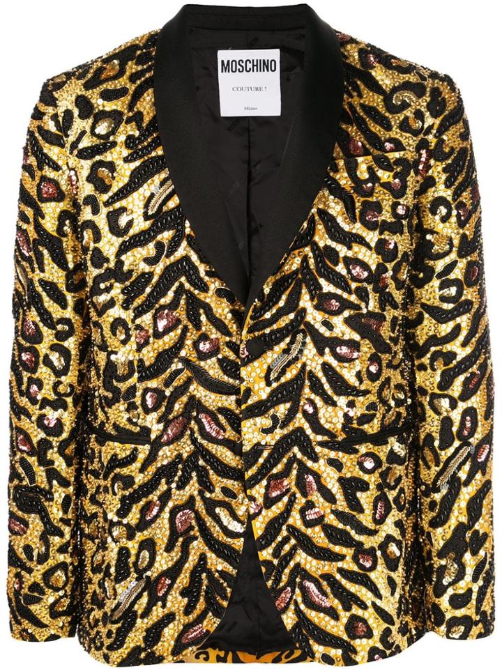 Moschino Leopard Blazer - Gold