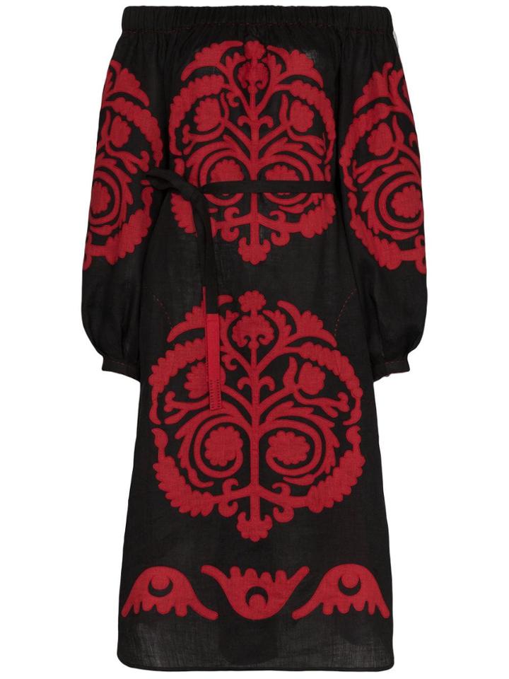 Vita Kin Palladium Off-shoulder Embroidered Dress - Black