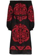 Vita Kin Palladium Off-shoulder Embroidered Dress - Black