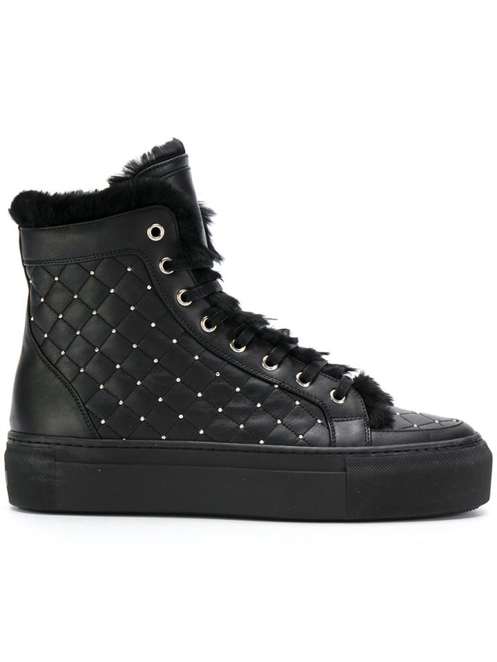 Le Silla Quilted Lace-up Boots - Black