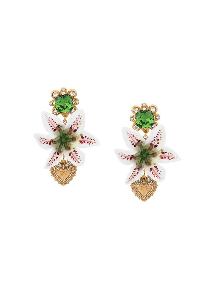 Dolce & Gabbana Floral Earrings - White