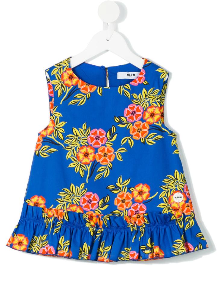Msgm Kids - Floral Print Frill Hem Top - Kids - Cotton/spandex/elastane - 4 Yrs