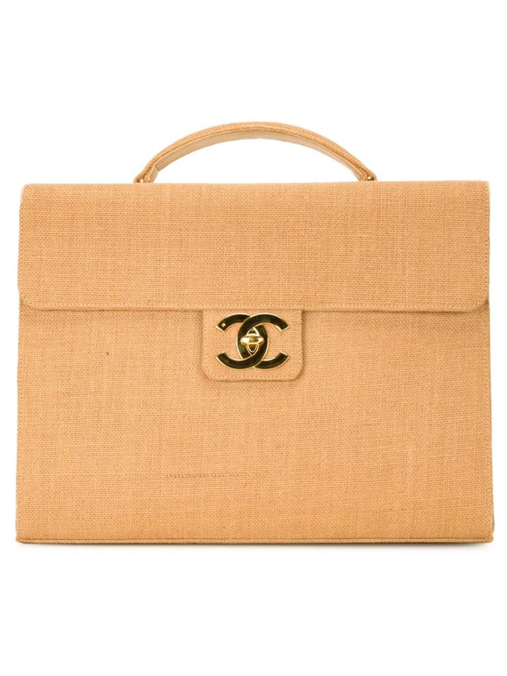 Chanel Vintage Raffia Briefcase - Brown