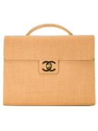 Chanel Vintage Raffia Briefcase - Brown