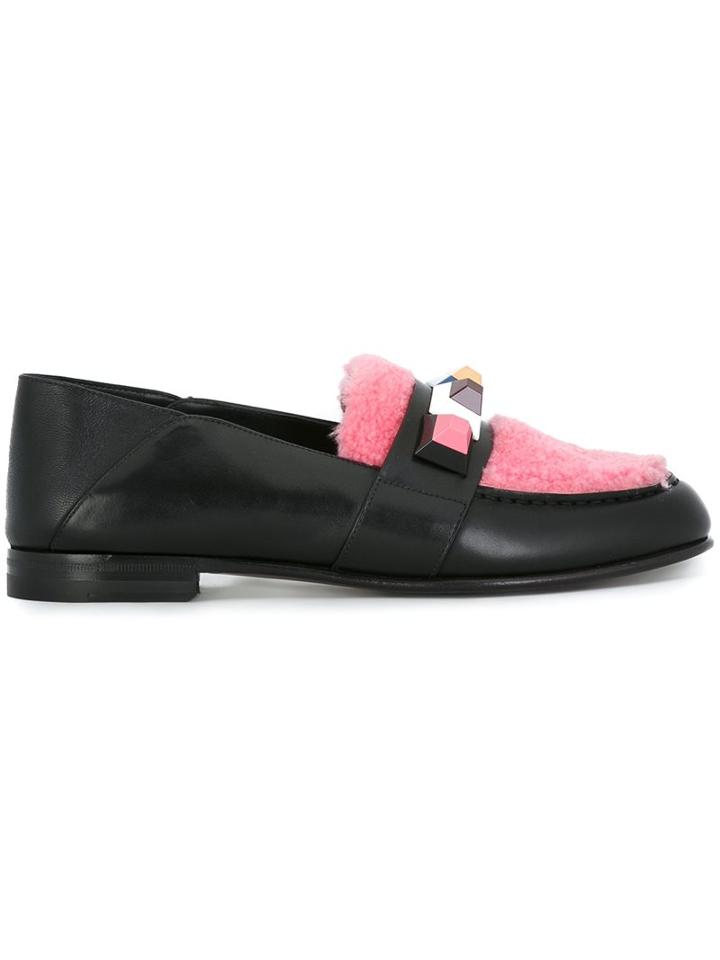 Fendi Shearling Panel Loafers