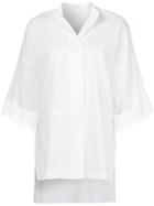 Victor Alfaro Lace Trim Shirt, Women's, Size: 8, White, Cotton