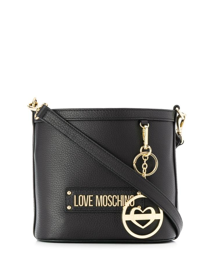 Love Moschino Logo Plaque Bucket Bag - Black