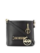 Love Moschino Logo Plaque Bucket Bag - Black