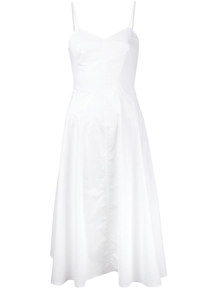 T By Alexander Wang Flared Midi Dress, Women's, Size: 0, White, Cotton