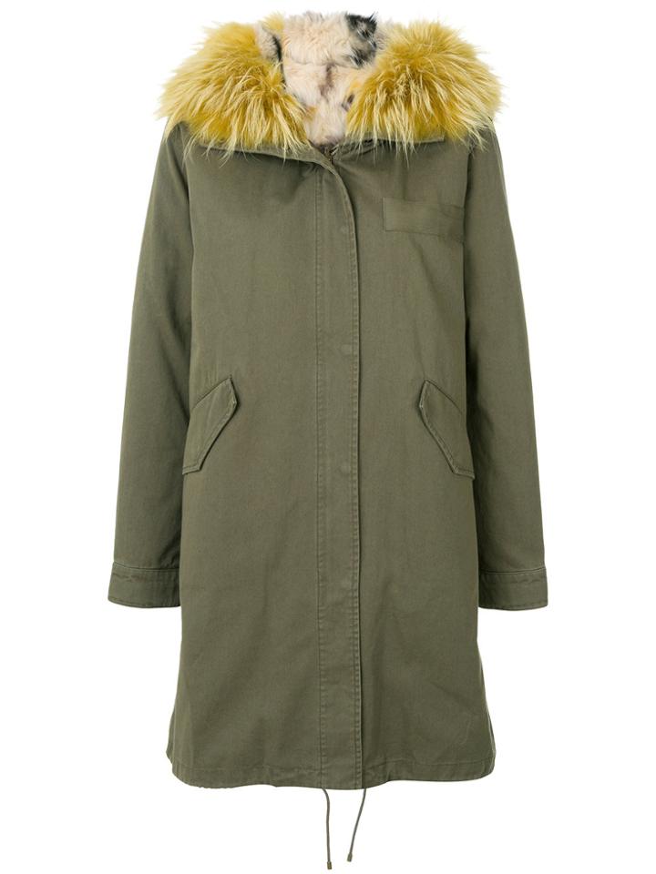 Army Yves Salomon Fur Trim Parka Coat - Green