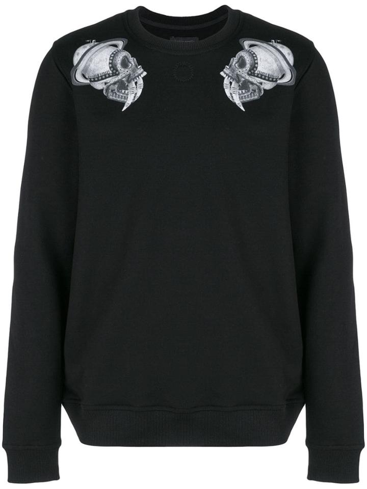 Frankie Morello Skull Shoulder Print Sweatshirt - Black