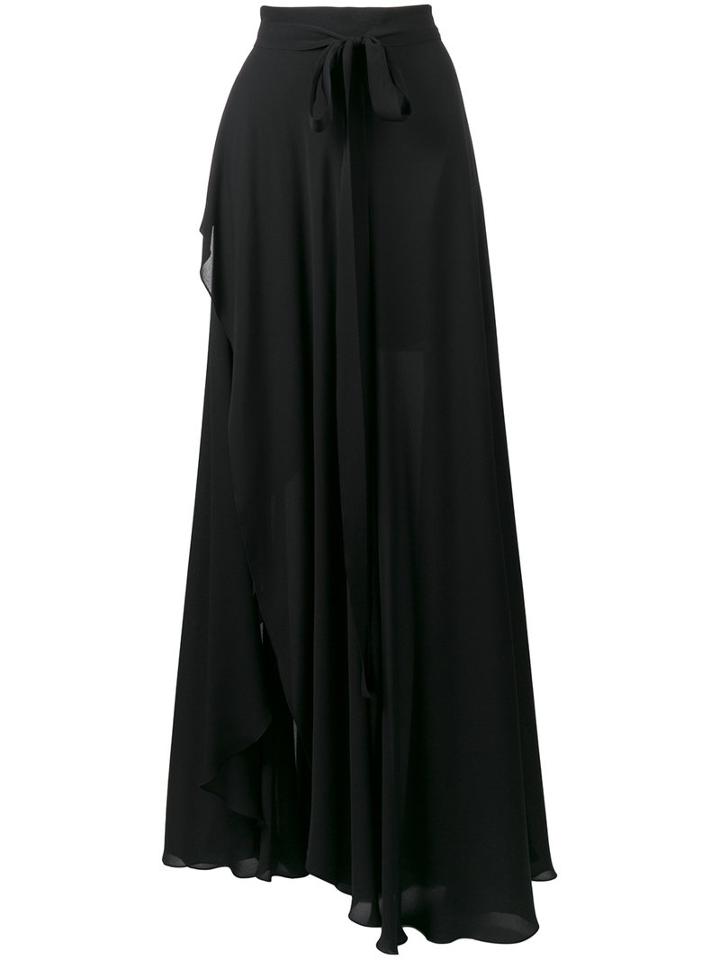 Elie Saab Wrap Maxi Skirt, Women's, Size: 40, Black, Silk
