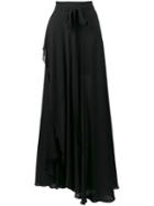 Elie Saab Wrap Maxi Skirt, Women's, Size: 40, Black, Silk