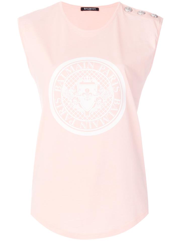 Balmain Printed T-shirt - Pink & Purple