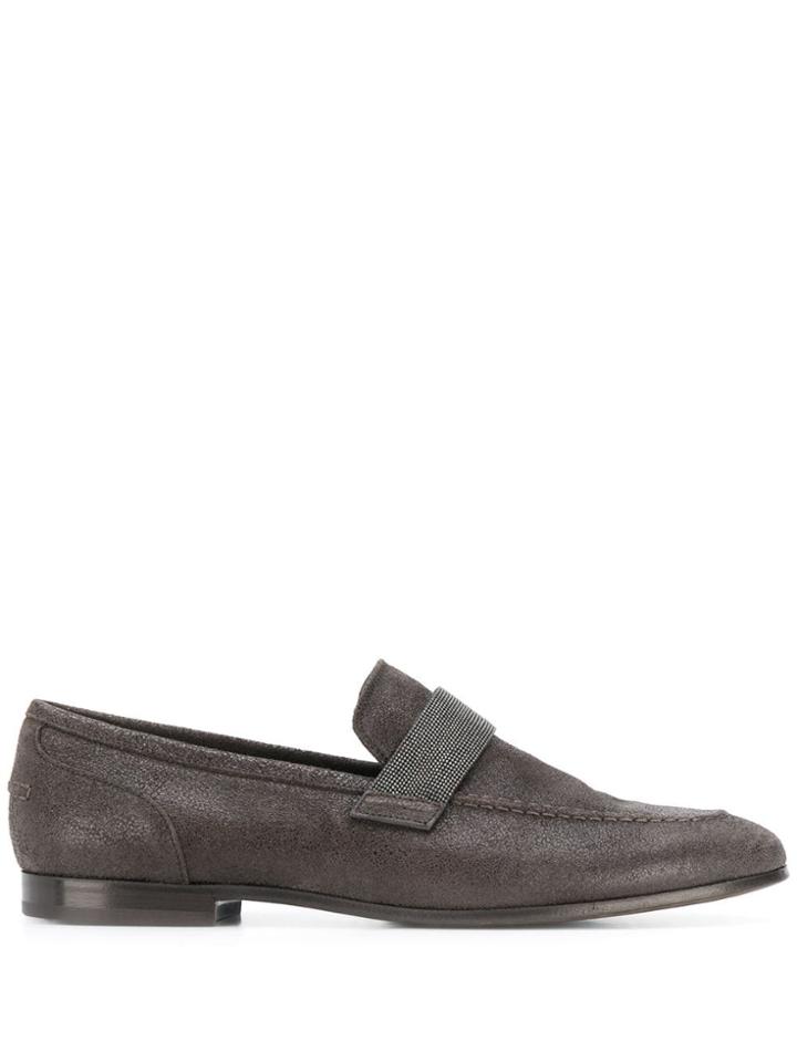 Brunello Cucinelli Beaded Strap Loafer - Brown