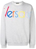 Versace Embroidered Logo Sweater - Grey