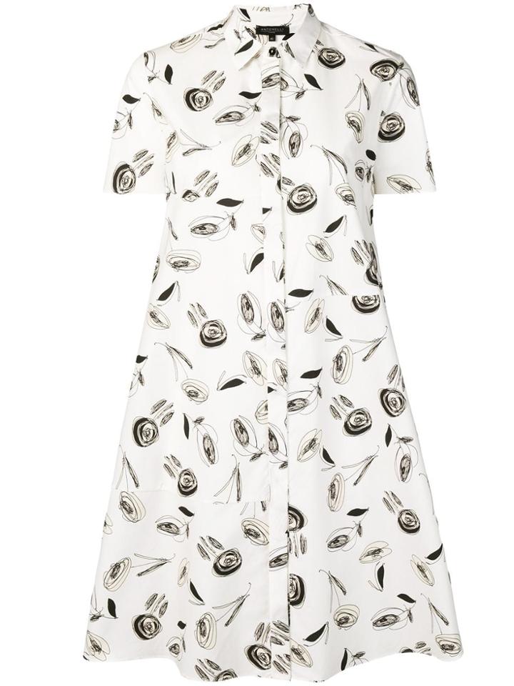 Antonelli Hand-drawn Floral Print Shirt Dress - White