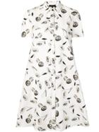 Antonelli Hand-drawn Floral Print Shirt Dress - White