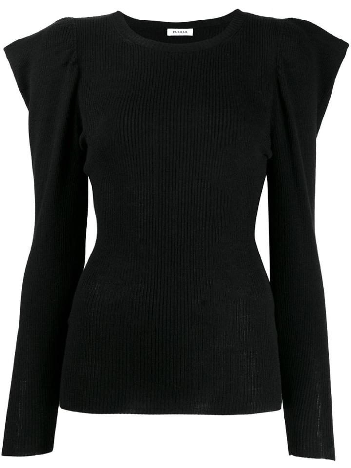 P.a.r.o.s.h. Structured Shoulder Knitted Top - Black