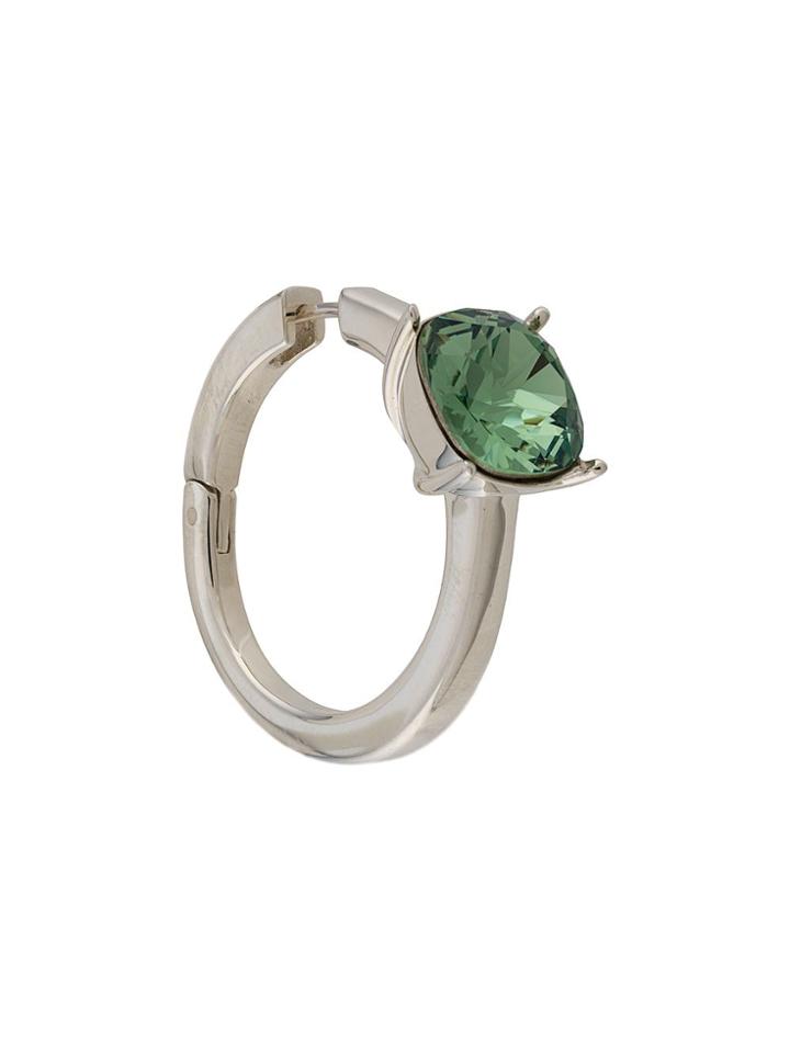 Ambush Green Stone Hoop Earring - Silver