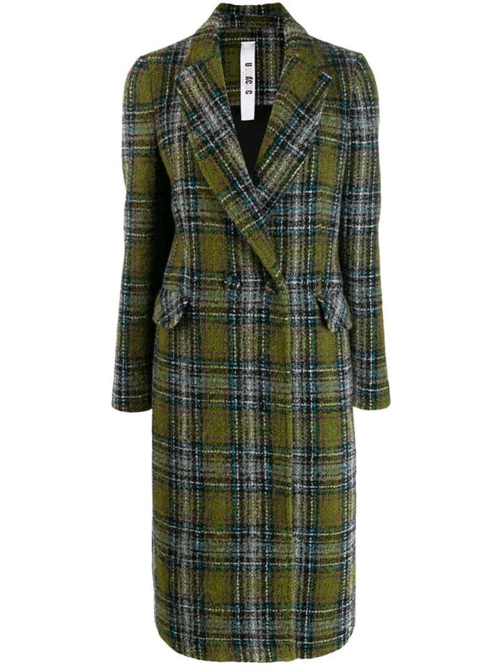 Ultràchic Checked Double Breasted Coat - Green