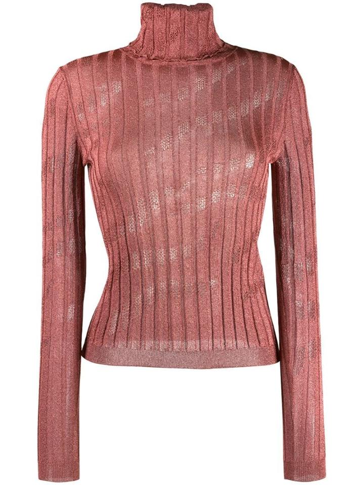 Just Cavalli Ribbed Turtleneck Top - Pink